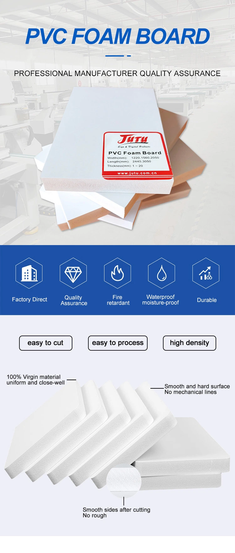 Jutu Easily Painted and Engraving Plastic Sheet Trim Board for Digital Printing Pop Displays