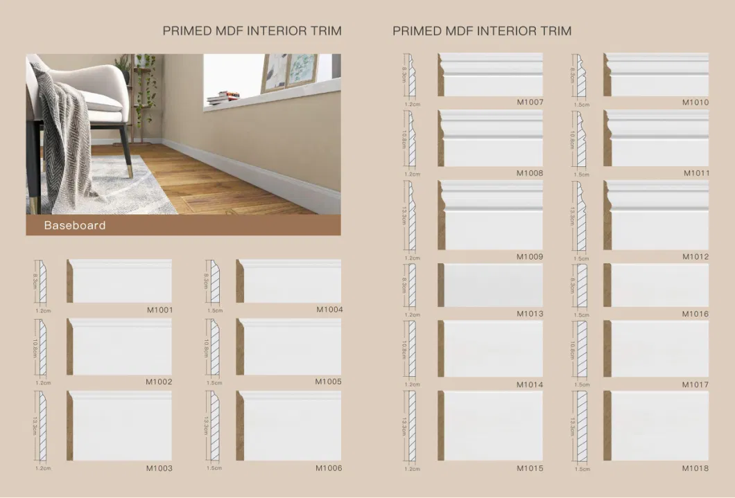 High Quality White Primed Radiata Pine Flat Skirting Moulding