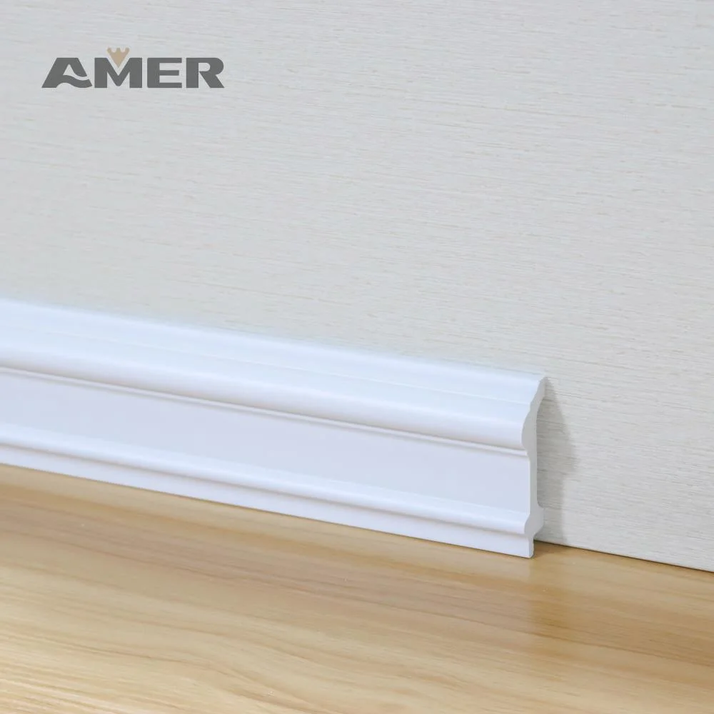 Rongke OEM Factory Water Proof White Interior Decoration Primed MDF Trim Solid Wood Surface Baseboard